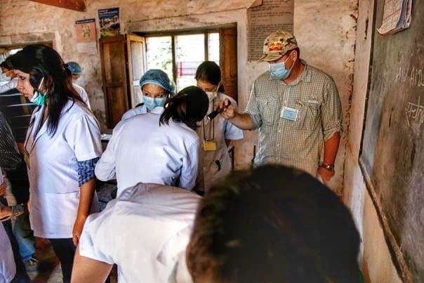 A village classroom turned dental surgery for three days.